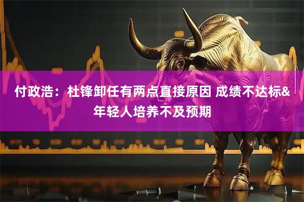 付政浩：杜锋卸任有两点直接原因 成绩不达标&年轻人培养不及预期